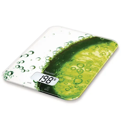 Cantar de bucatarie Beurer KS 19 Fresh, Pana la 5 kg, Tare, Control tactil, LCD, Sticla, Ultra-subtire, Verde