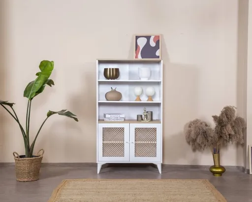 Corp biblioteca, Hanah Home, Goose, 90x158x41 cm, Alb / Stejar