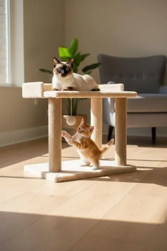 Pat pentru pisici, Paws & Whiskers, Liza, 100% WELSOFT FABRIC, Bej