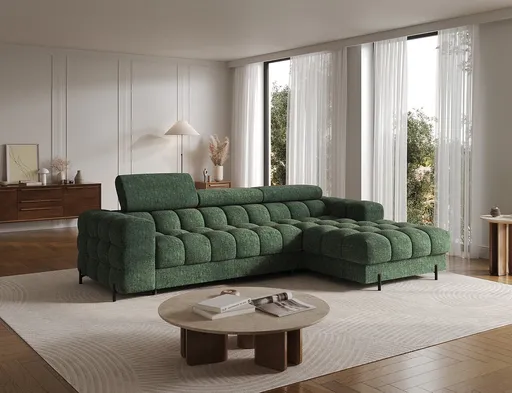 Coltar extensibil dreapta 3 locuri ELTAP, RT-35AMO, Felro, 285x181x93 cm, lemn/poliester, verde inchis