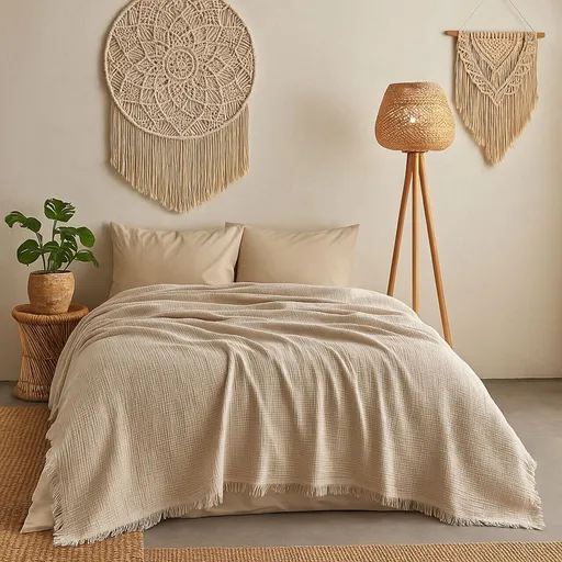 Cuvertura matlasata dubla, L'essentiel Maison, Muslin, Bumbac , Cappuccino