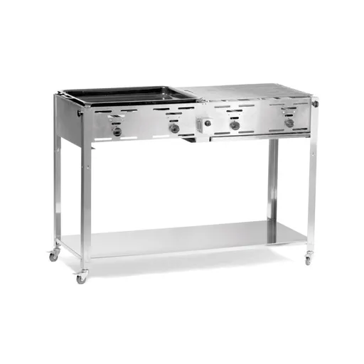 Grill Hendi Master , Model Quattro, 4 Arzatoare, Inox, Alimentare Gaz, Aprindere Electrica, Consum 0,8 mA³/h, 22 kW, Inox