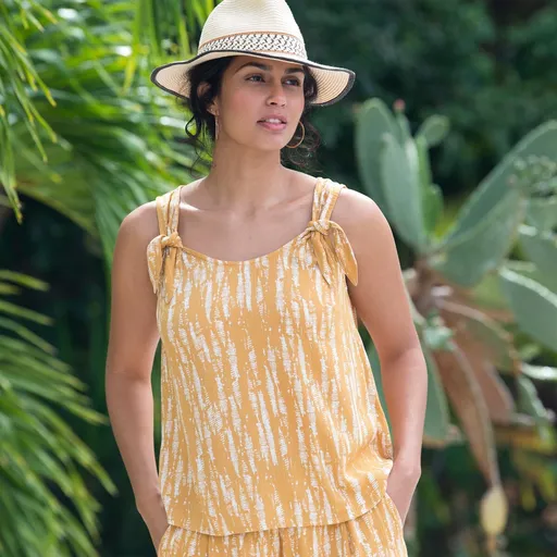 Top cu bretele pentru legat, cu imprimeu