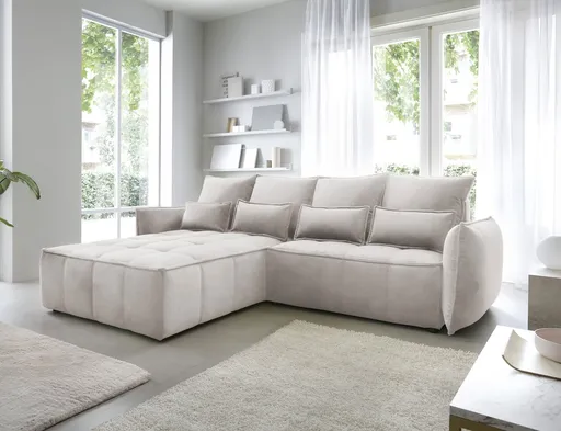 Coltar extensibil stanga 4 locuri ELTAP, LT-18REL, Campo, 265x196x88 cm, lemn/poliester, bej deschis