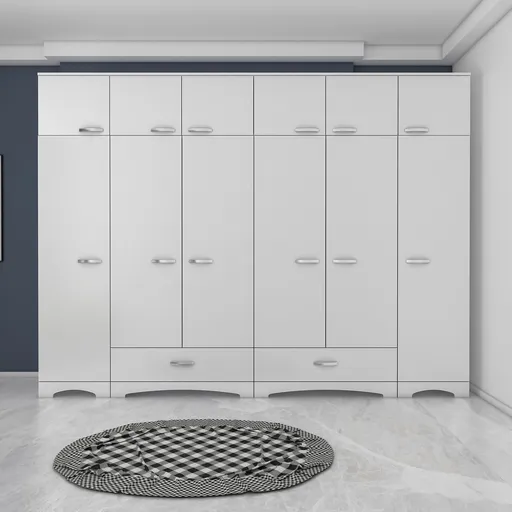 Dulap pentru haine, Hanah Home, BA133, 245x226x48.3 cm, Alb