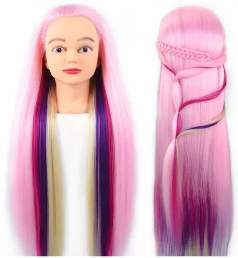 Cap Manechin Colorat H1-6E, 50% Natural 65 cm + Suport Prindere