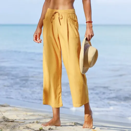 Pantaloni 7/8 din amestec vâscoză/lin