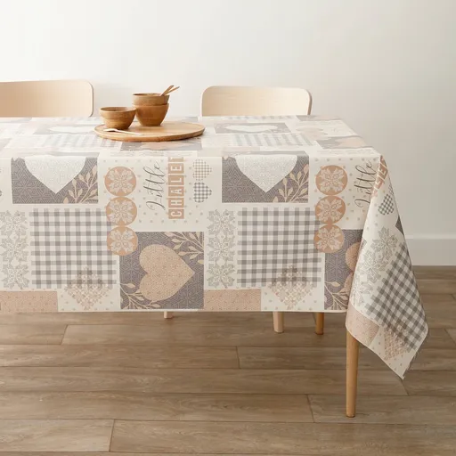 Față de masă cerată cu motiv de cabană de munte