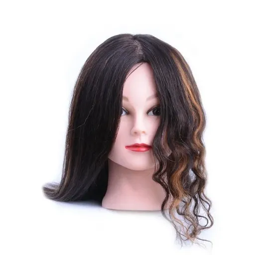 Cap Manechin Par Natural 100% Saten Pentru Vopsit/Decolorat 18QZF, 35-40 cm + Suport Prindere