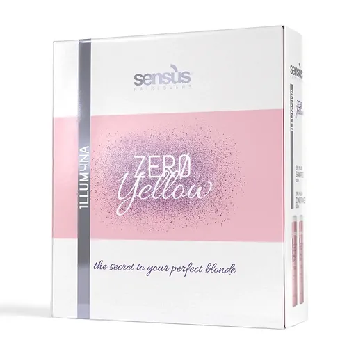 Kit pentru Ingrijirea Parului Blond, Suvitat sau Carunt Sensus Illumyna Zero Yellow 2 x 250 ml