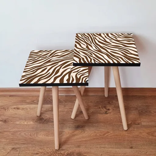 Set masute 2 piese, Hanah Home, 2Shp150, Maro/Alb