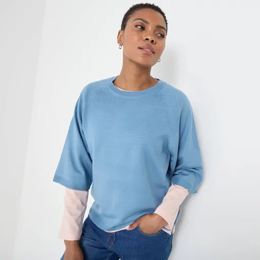 Pulover lejer cu mâneci până la cot