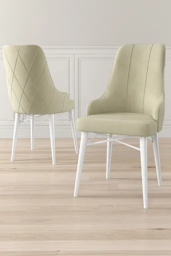 Set scaune 2 piese, Hanah Home, Neta, Crem/Alb