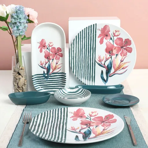 Set de mic dejun, Hermia, 275KRM1797, Farfurie pentru ceașcă de ceai: 13 cm (6 bucăți), Multicolor