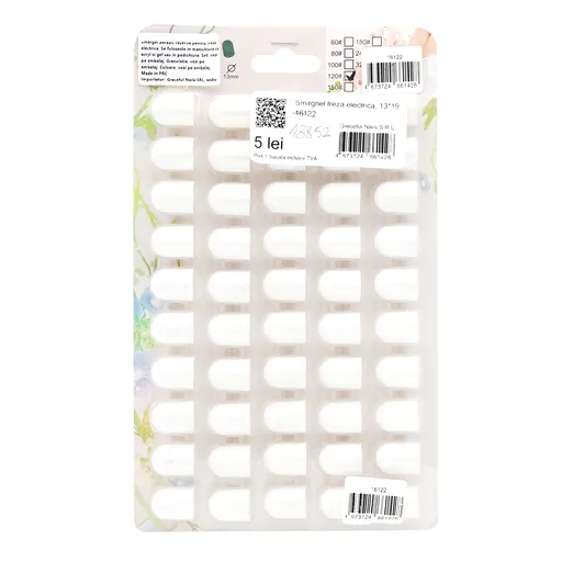 Smirghel freza electrica unghii, 1 bucata, 13*19mm, alb, granulatie 120