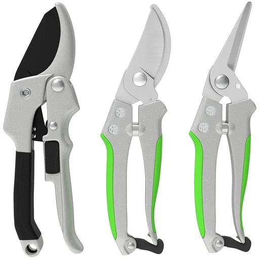 Outsunny Set de 3 foarfece pentru grădină, set de tăiere pentru grădinărit, cu lamă ascuțită, din metal și aluminiu, argintiu negru | Aosom Romania