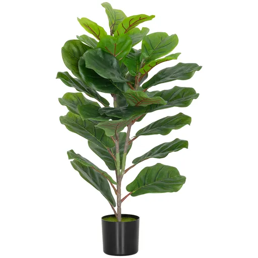 HOMCOM Plantă Artificială Ficus Lyrata Înaltă de 80 cm, Plantă Artificială Realistică pentru Interioare cu Vas, Decorațiune pentru Casă și Birou, Verd