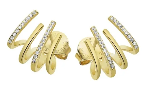 Lotus Silver Cercei strălucitori placați cu aur decorați cu zirconi transparenți Earparty LP3344-4/2