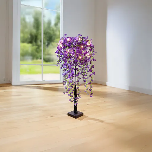 Arbore decorativ cu petunii și LED