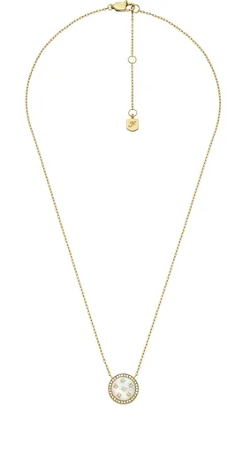 Fossil Colier frumos placat cu aur cu sidef și cristale JF04865710