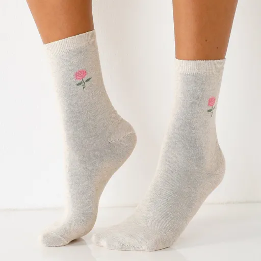 Set de 7 perechi de șosete cu imprimeu cu trandafiri