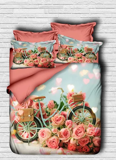 Lenjerie de pat dubla King (EU) (ES), 3 piese, L'essentiel Maison, 104, Rose / Pink / Blue