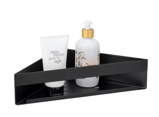 Etajera de colt pentru baie, Wenko, Turbo-Loc, Genova Matt, 36 x 8 x 17 cm, inox, negru