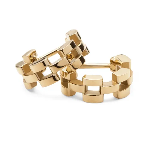 Daniel Wellington Cercei rotunzi din oțel, placați cu aur, cu design elegant 3-Link DW00400989