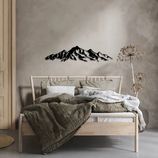 Decoratiune de perete, Mountain, Dimensiuni: 16 x 68 cm, Negru