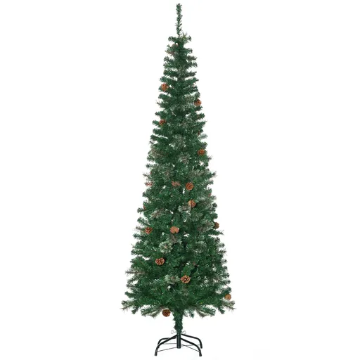 Pom de Craciun artificial 165cm cu ramuri realiste si 27 de conuri de pin, decor de Craciun, verde HOMCOM | Aosom RO