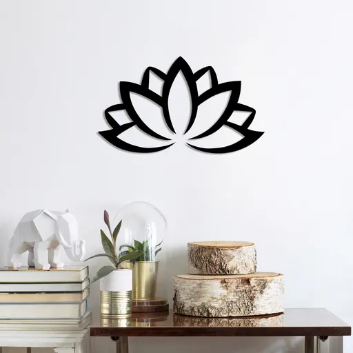 Decoratiune de perete, Lotus Flower 2, Dimensiune: 60 x 35 cm, Negru