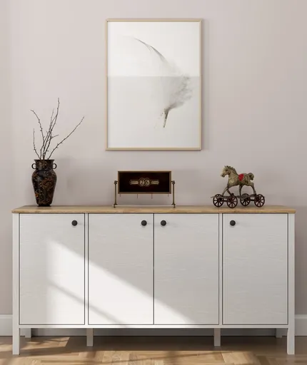 Consola, Hanah Home, FRN-20007, 160x82x44 cm, Maro/Alb