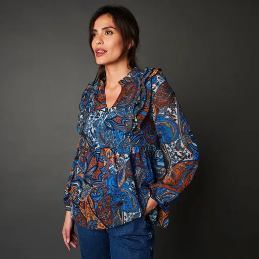 Tunică imprimată cu volane