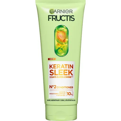 Garnier Balsam pentru păr uscat și creț Fructis Keratin Sleek (Conditioner) 200 ml