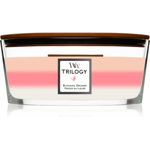 Woodwick Trilogy Blooming Orchard lumânare parfumată 453.6 g