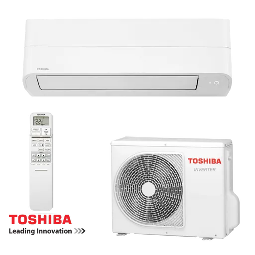 Aparat de aer conditionat inverter Toshiba Essento RAS-B13B2KV2G-E + RAS-13B2AVG-E2, 13000 BTU, 23 m², A++, R-32, alb