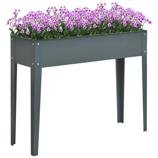 Outsunny Jardiniera Metalica Inaltata cu 3 Orificii de Scurgere, 100x30x80cm | Aosom Romania