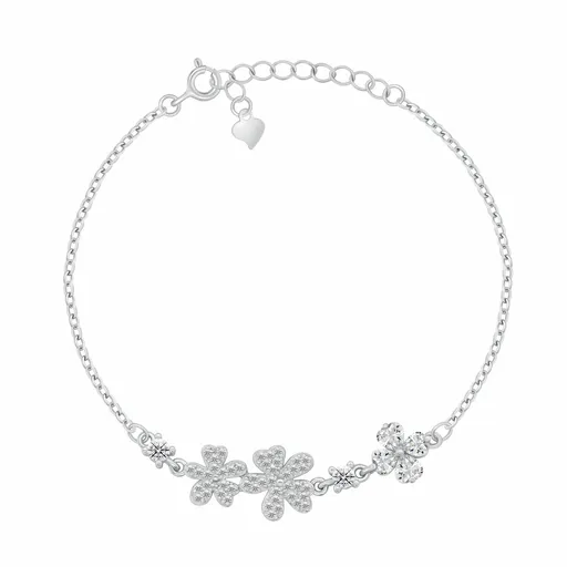 Brilio Silver Brățară fermecătoare din argint cu zirconi Flori și trifoi cu patru foi BRC244W