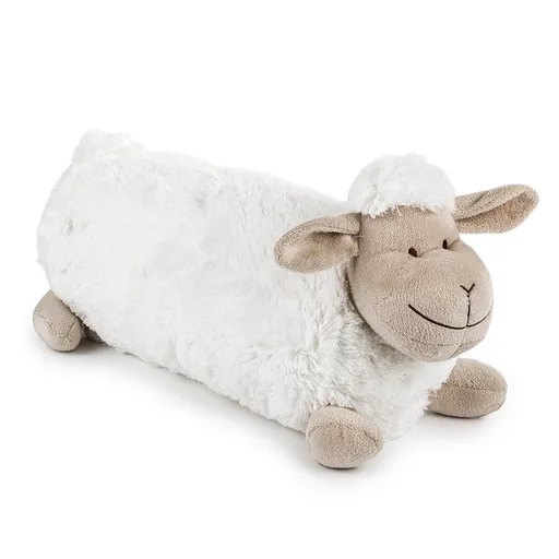 Pernă lungă albă, model Oiță, 48 x 18 cm