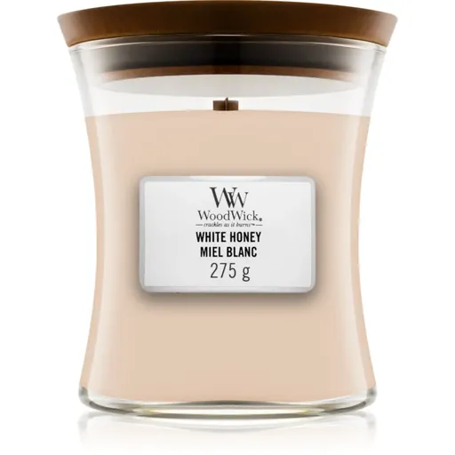 Woodwick White Honey Miel Blanc lumânare parfumată cu fitil din lemn 275 g
