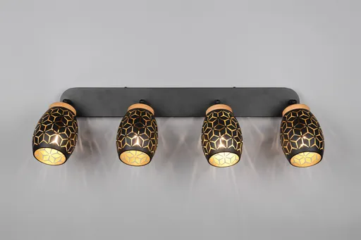 Plafoniera Bidar, RL, 74x12x27 cm, 10W, 4x E14, metal, negru/natur