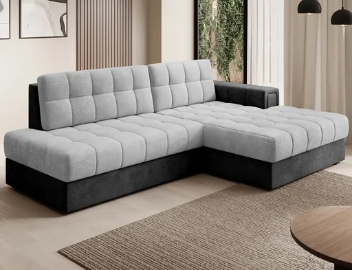 Coltar extensibil dreapta 3 locuri ELTAP, RT-84MO-97MO, Blezalt, 240x150x82 cm, lemn/poliester, gri deschis/gri inchis