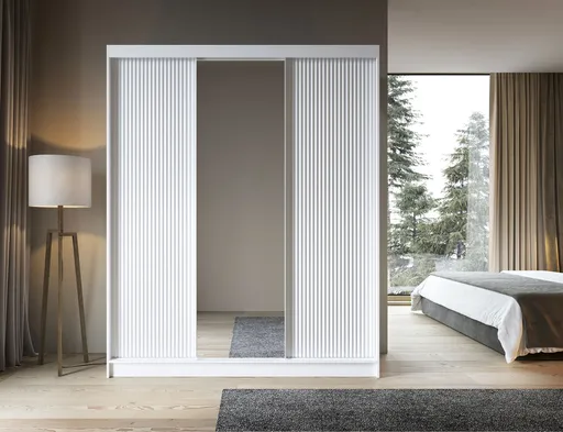 Dulap pentru haine cu oglinda ELTAP, Biancco III, 180x60x220 cm, MDF, alb