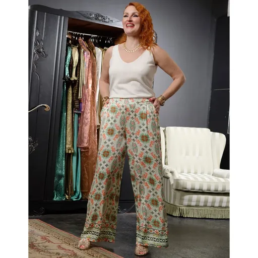 Marylin Feltz Pantaloni cu picior larg imprimat