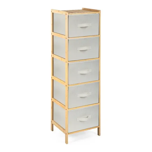 Raftier din bambus cu coșuri G21, 5 etajere, bej, bej, 5 etaje