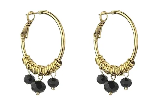 Marc Malone Cercei rotunzi placați cu aur Zoey Black Earrings MCE23010G