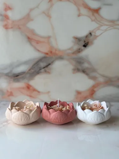 Set de lumanari, Glamour Candle 29ST, Beton, Roșu / Bej / Alb