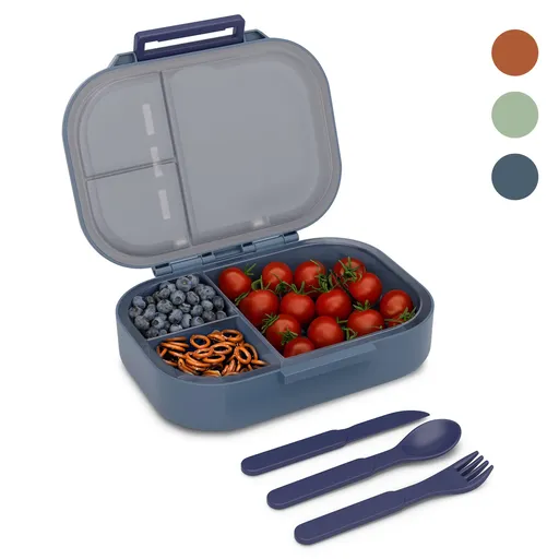 Klarstein Bunko, cutie pentru gustări, 3 compartimente, tacâmuri din 3 piese Dimensiuni: aproximativ 21 x 14,5 x 5,5 cm (L x H x A)