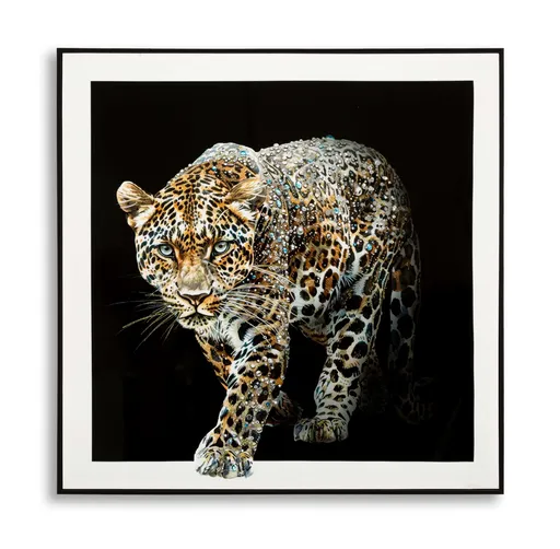 Tablou decorativ Jaguar -B, Mauro Ferretti, 82x82 cm, lemn de pin/canvas pictat si lacuit, multicolor