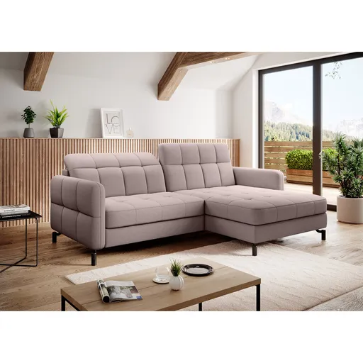 Coltar extensibil dreapta 3 locuri ELTAP, Lore-103, Lorelle, 225x160x105 cm, lemn/poliester, roz deschis